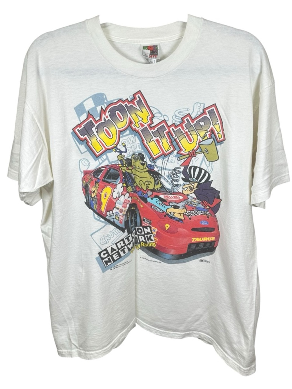Cartoon Network Wacky Nascar Racing Turn It On 1998 Tee White Vintage Graphic XL